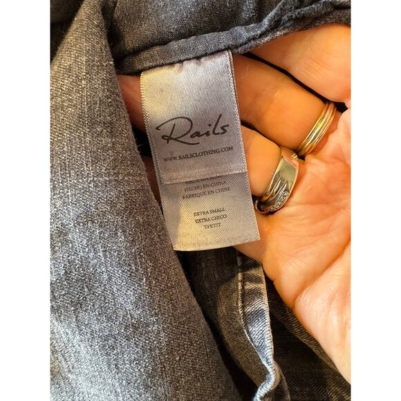 Rails Camille Acid Wash Jean puff sleeve blouse XS - Picture 12 of 13